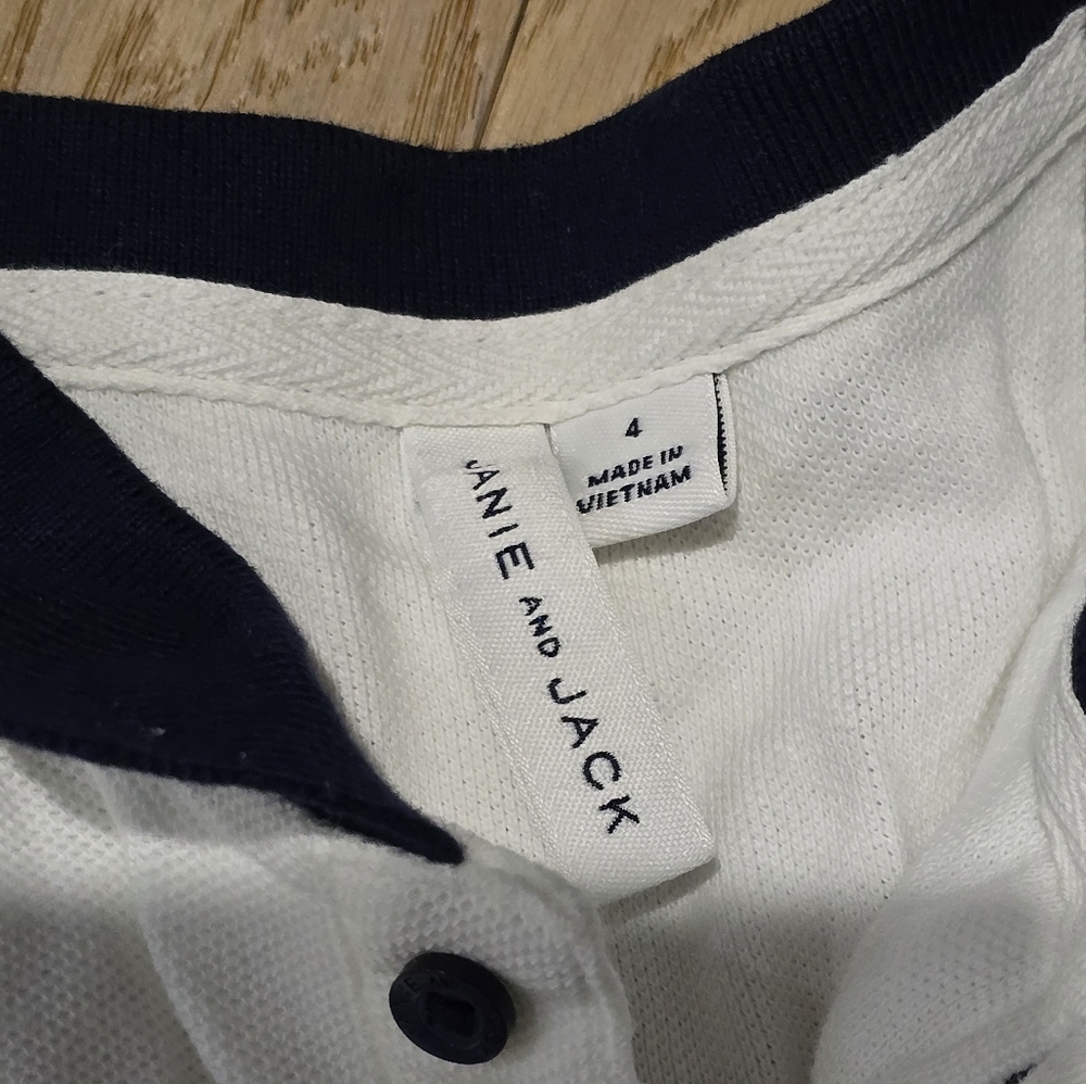 Janie and Jack White and Black Polo Shirt Classic Design - Picture 2 of 4